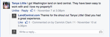 I got Washington land on land central. They have been easy to work with and I love my property!!!
